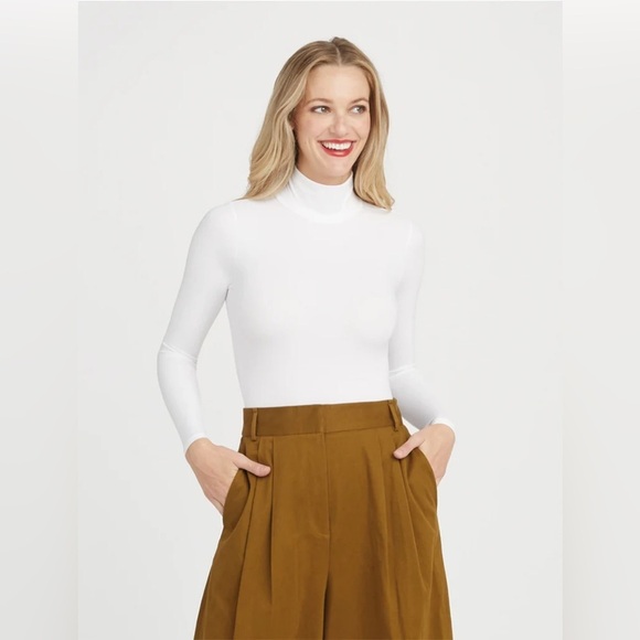 Spanx Suit Yourself Long Sleeve Turtleneck White Thong Bodysuit 20306R NWT Sz S - Picture 3 of 12